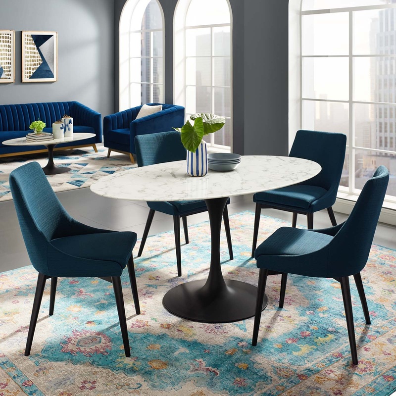 Modway Lippa 60" Oval Artificial Marble Dining Table - EEI-3531