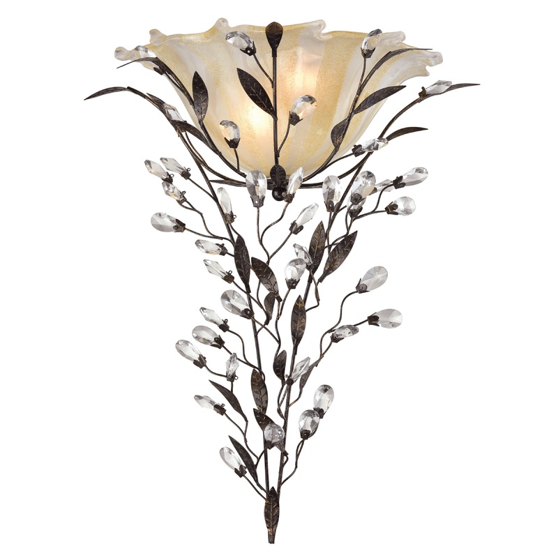 Circeo 2-Light Sconce In Deep Rust With Caramel Hand-Formed Sugar GlassELK Lighting