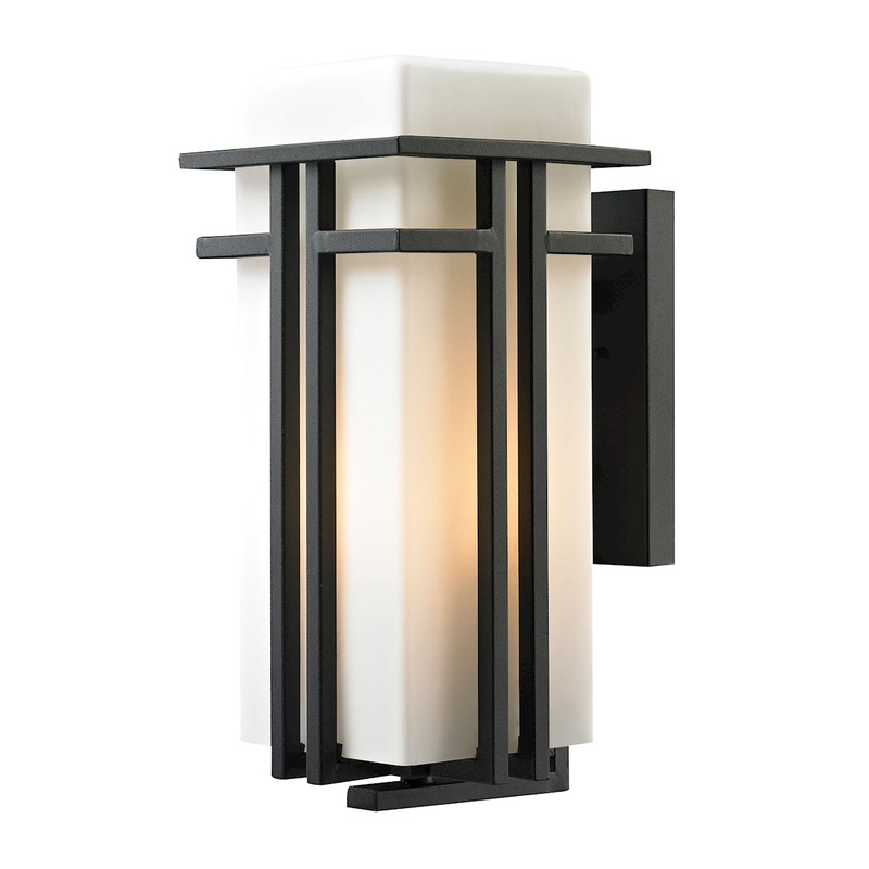 Croftwell 1-Light Outdoor Wall Lamp In Textured Matte Black ELK Lighting