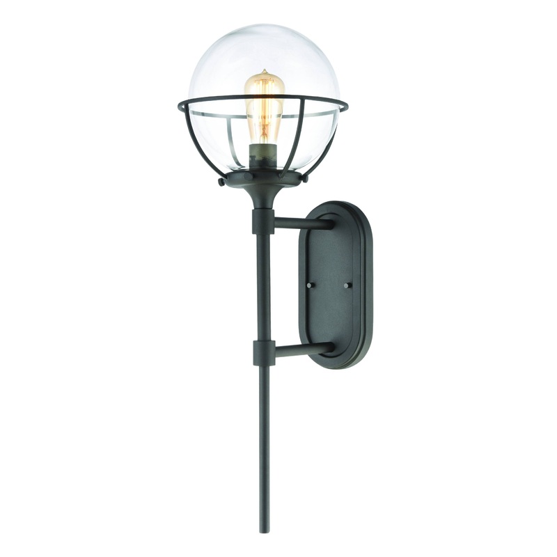 Girard 1-Light Sconce In Charcoal With Clear Glass ELK Lighting