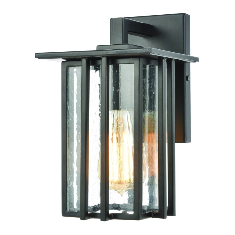 Radnor 1-Light Sconce In Matte Black With Seedy Glass ELK Lighting