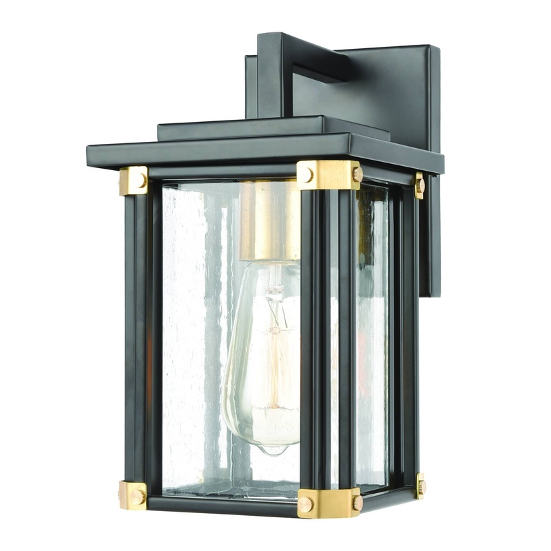 Vincentown 1-Light Sconce In Matte Black With Seedy GlassELK Lighting