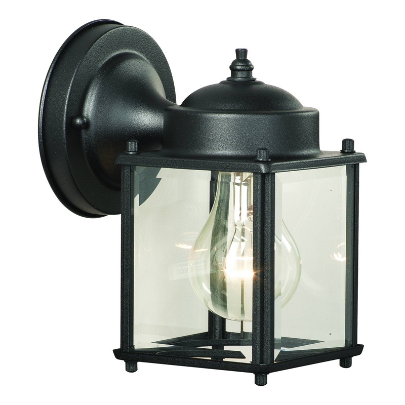 Outdoor Essentials 1-Light Outdoor Wall Lantern In Black With Clear Beveled Glass ELK