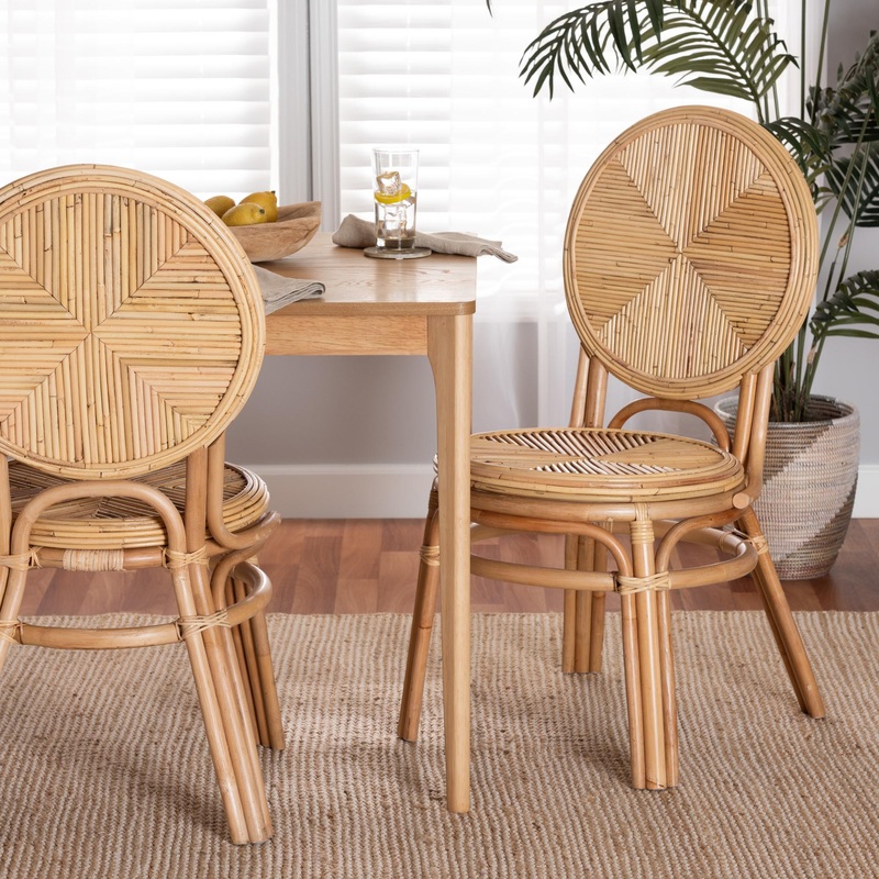 Baxton Studio bali & pari Carita Modern Bohemian Natural Brown Rattan Dining Chair