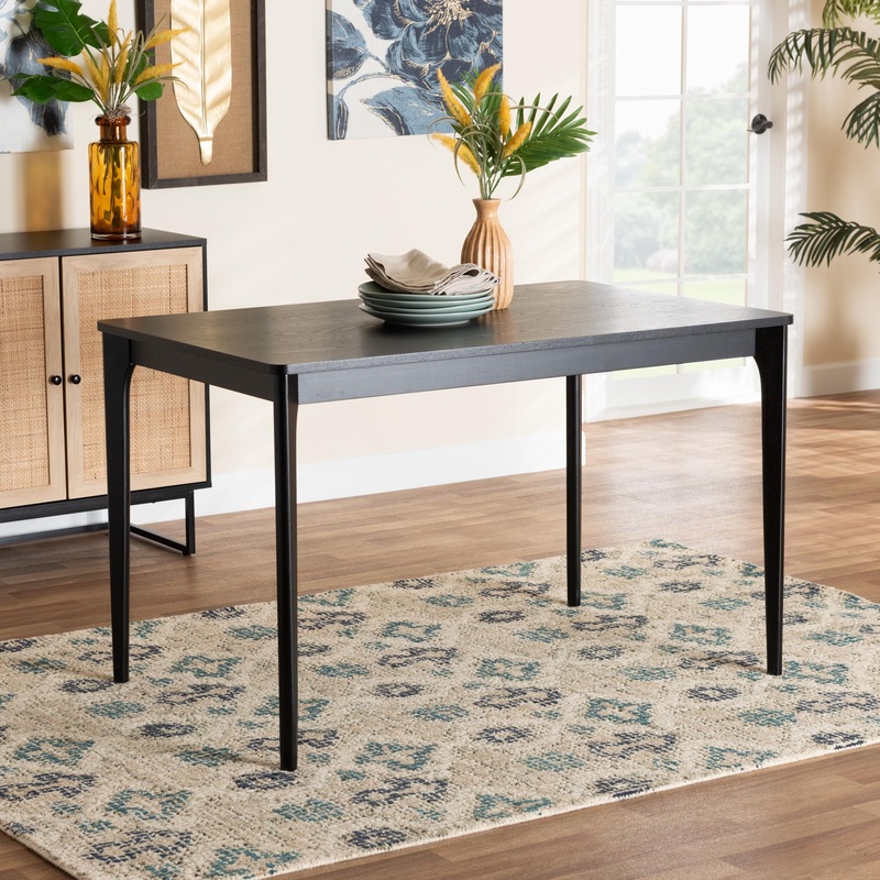 Baxton Studio Sherwin Mid-Century Modern Black Finished Wood Dining Table