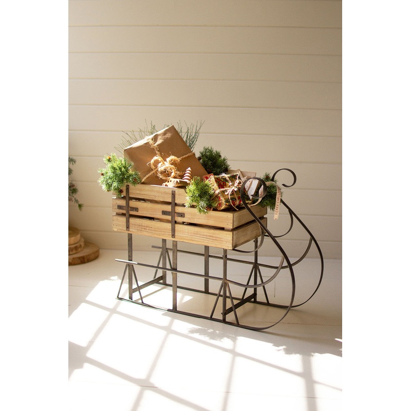 Wood And Metal Christmas Sled By Kalalou