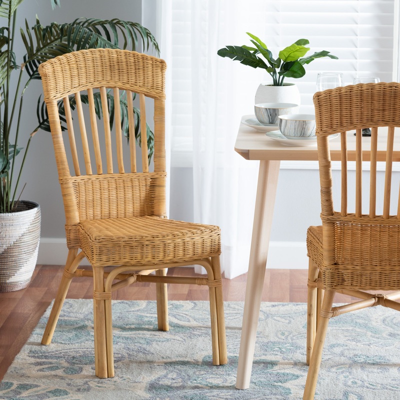 Baxton Studio bali & pari Barito Modern Bohemian Natural Brown Rattan Dining Chair