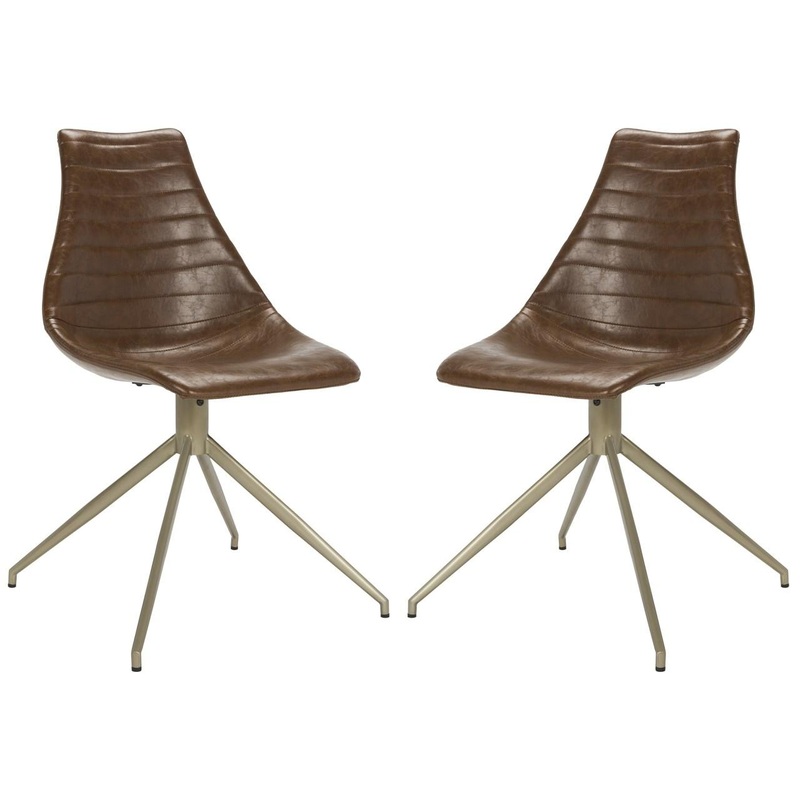 Safavieh Lynette Midcentury Modern Leather Swivel Dining Chair