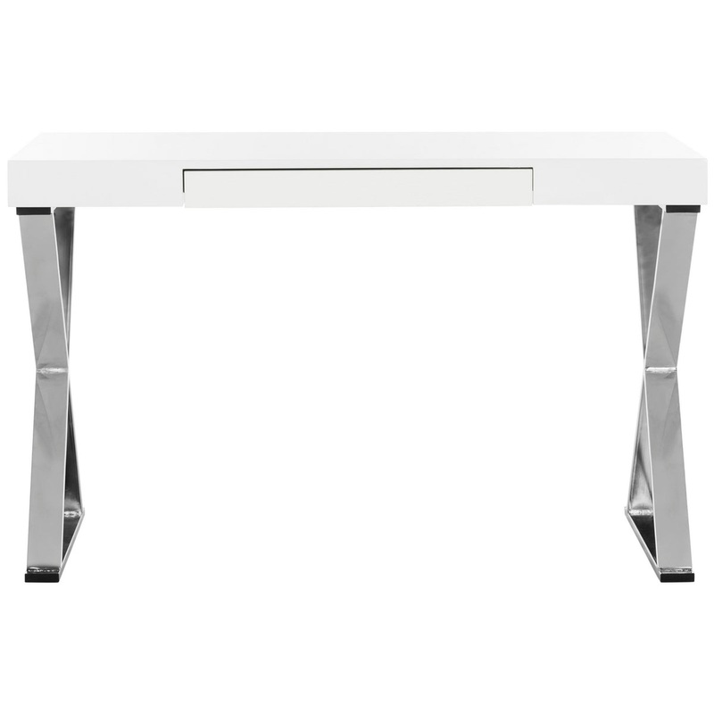 Safavieh Paley 47''W One Drawer Lacquer & Chrome  Desk