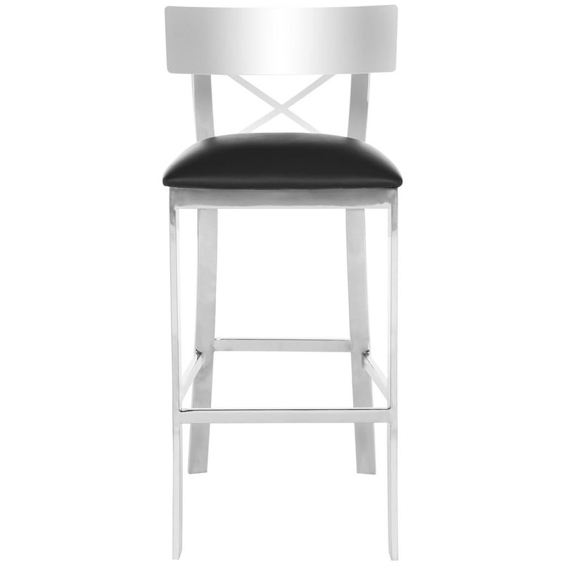 Safavieh Zoey 39''H Stainless Steel Cross Back Bar Stool