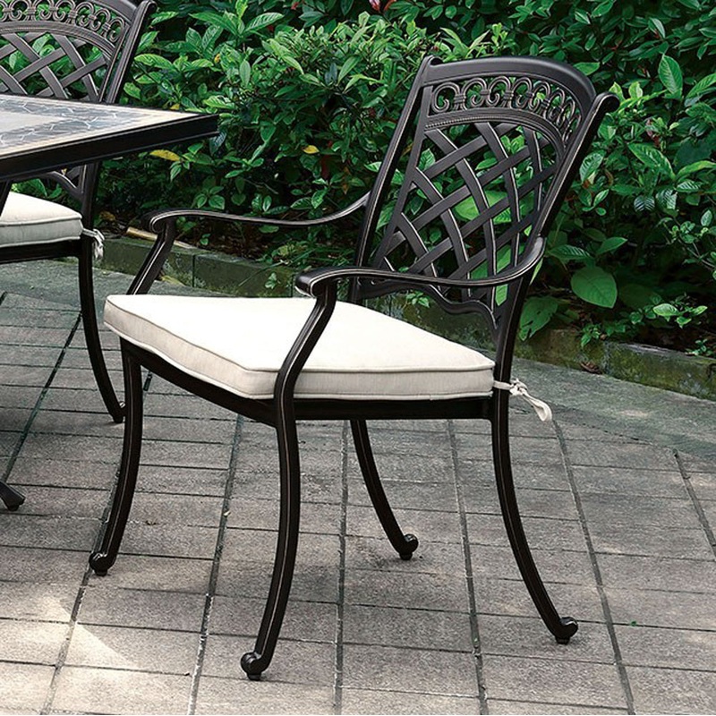 Charissa Transitional Arm Chair, Pack Of Two, Antique Black  By Benzara