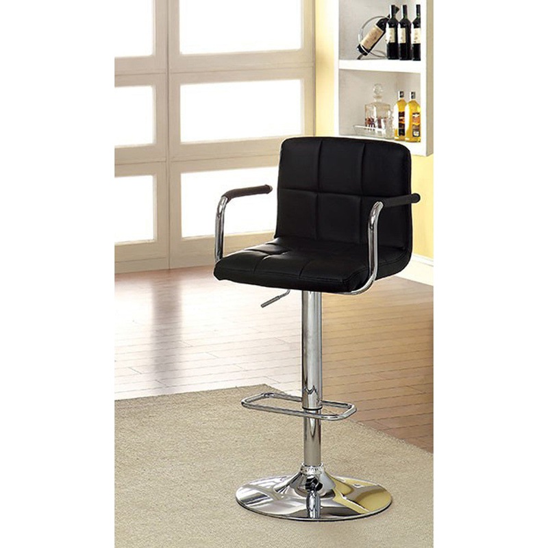 Corfu Contemporary Bar Stool With Arm, Black  By Benzara