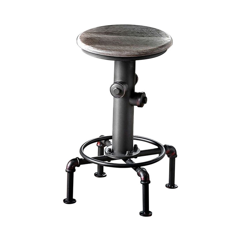 Foskey Industrial Counter Hydrant Chair Set Of 2, Antique Black  By Benzara