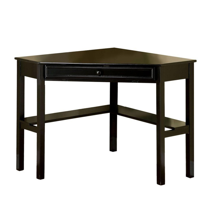 Porto Transitional Corner Desk In Black  By Benzara