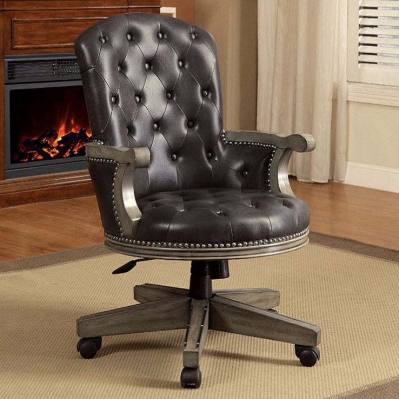 Yelena Height Adjustable Arm Chair In Gray And Black  By Benzara