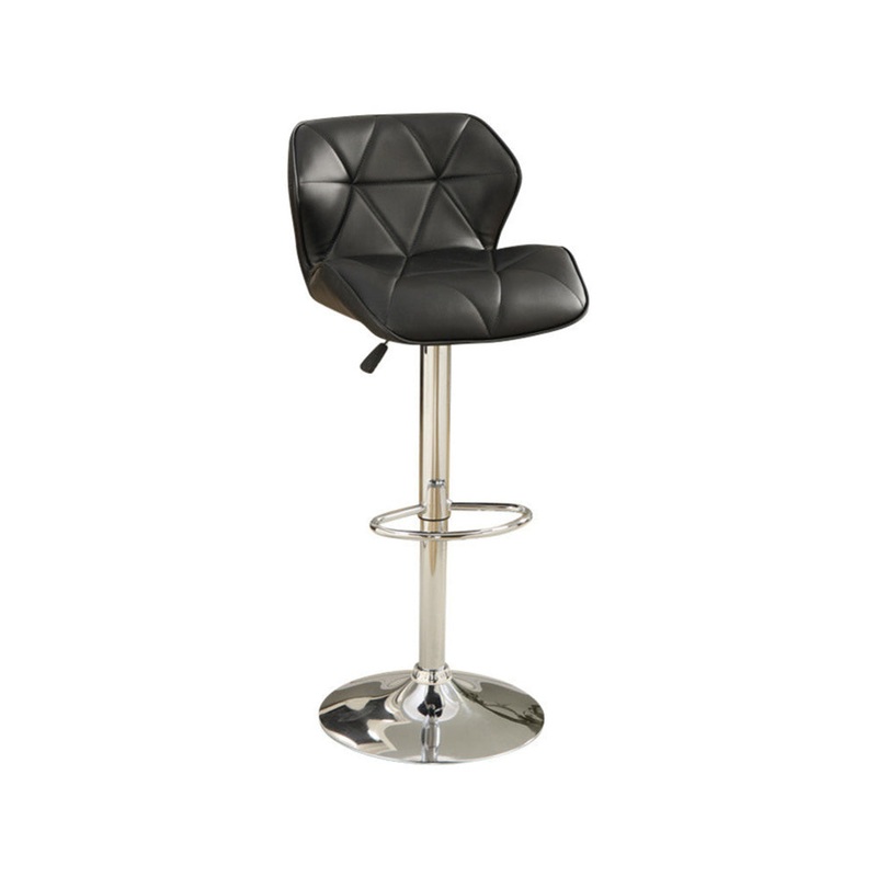 Barstool With Gaslight In Tufted Leather Black Set Of 2  By Benzara