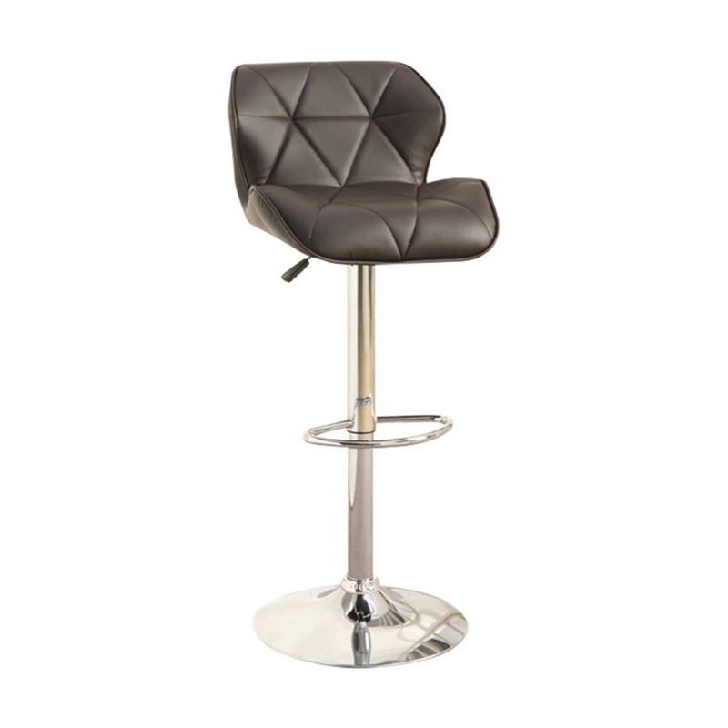 Barstool With Gaslight In Tufted Leather Dark Brown Set Of 2  By Benzara