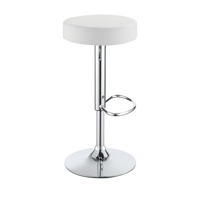 Classy Backless Adjustable Height Bar Stool, White  By Benzara