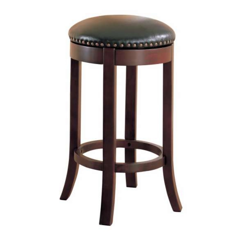 Contemporary 29" Swivel Bar Stool With Upholstered Seat, Brown ,Set Of 2  By Benzara