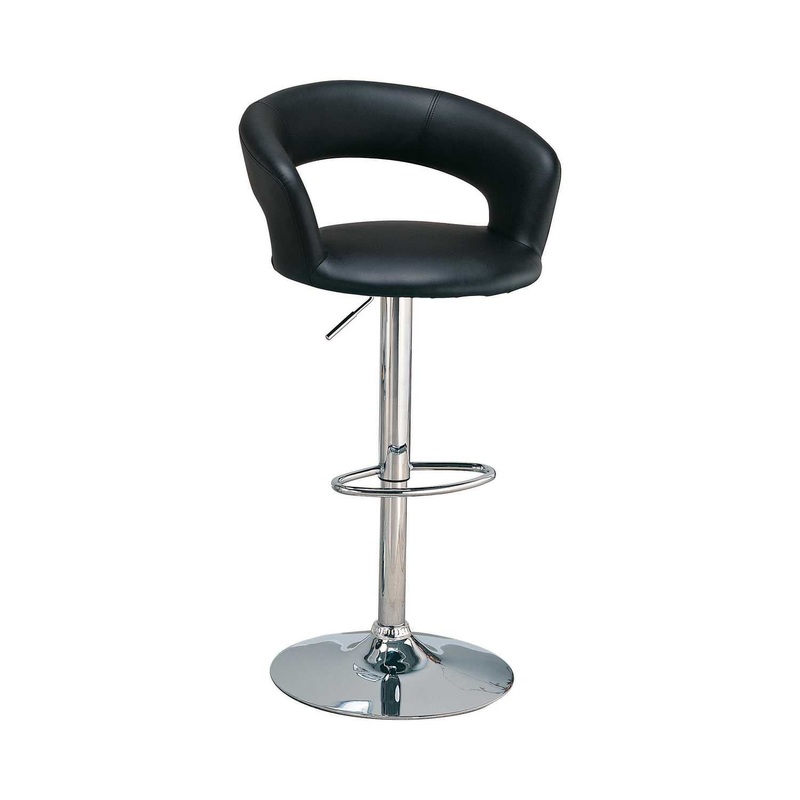 Contemporary Faux Leather Bar Stool, Black  By Benzara