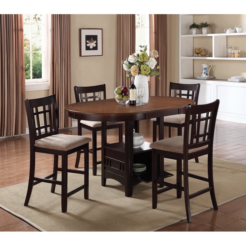 Dual-Tone Counter Height Dining Table With Storage Base, Brown  By Benzara