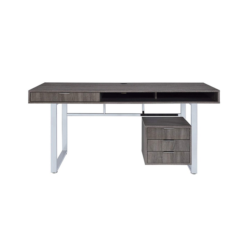 Elegant Contemporary Style Wooden Writing Desk, Gray  By Benzara