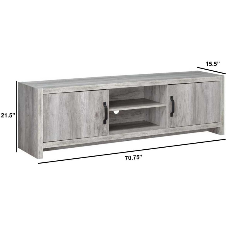 Marvelous Driftwood Tv Console, Gray  By Benzara