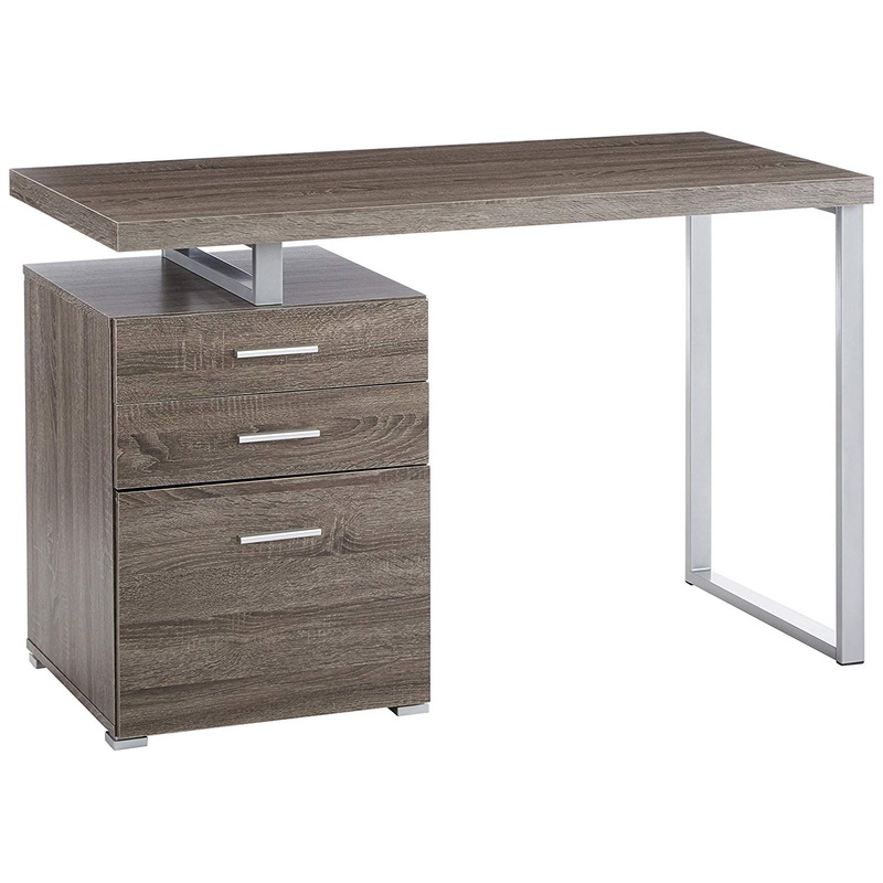 Modish Office Desk With File Drawer, Gray  By Benzara