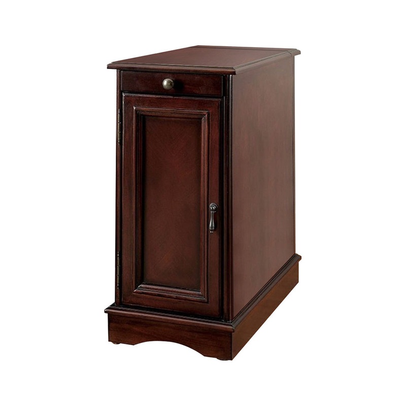 Transitional Side Table With Usb, Cherry  By Benzara