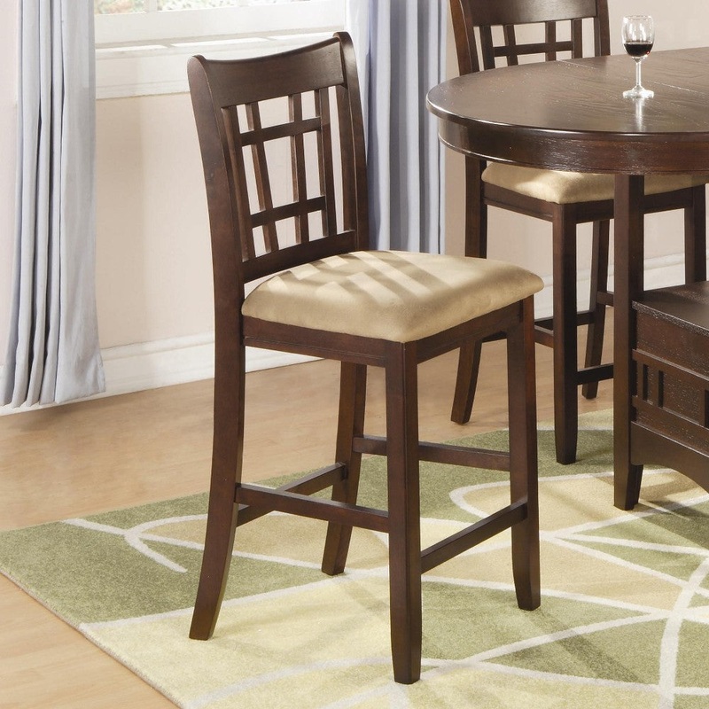 Wooden Armless Counter Height Chair, Tan & Warm Brown., Set Of 2  By Benzara