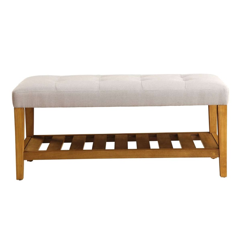 Wooden Bench, Light Gray & Oak  By Benzara