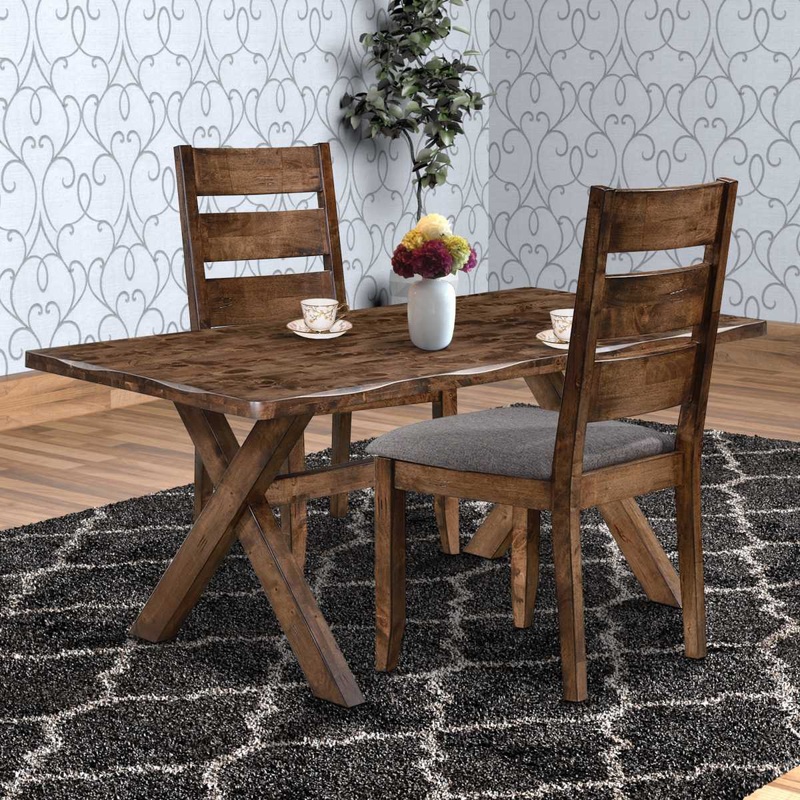 Wooden Ladder Back Dining Chair, Gray & Brown, Set Of 2  By Benzara