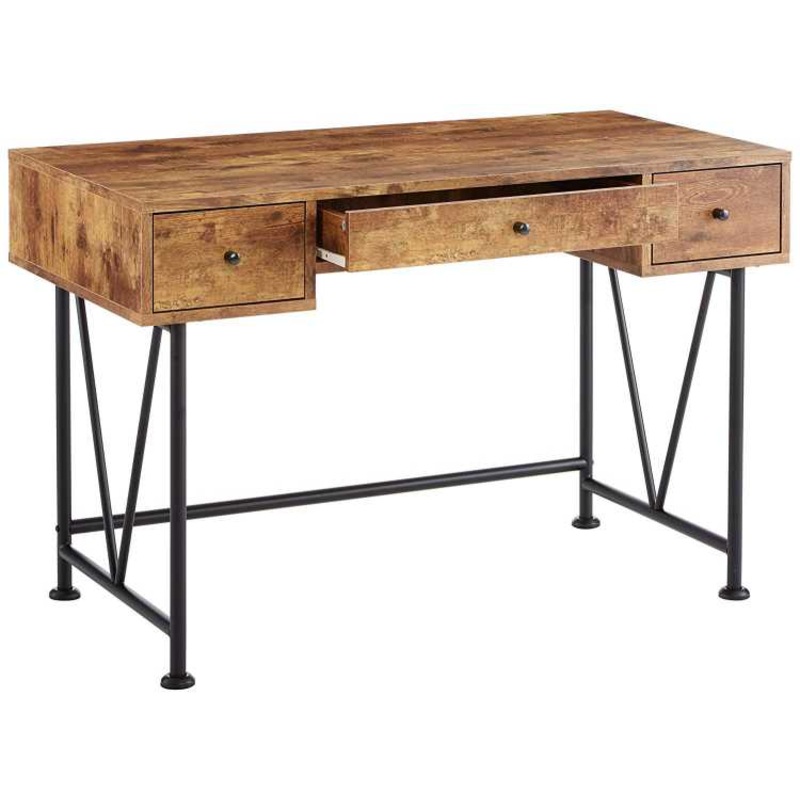 Writing Desk-3 Drawer, Antique Brown  By Benzara