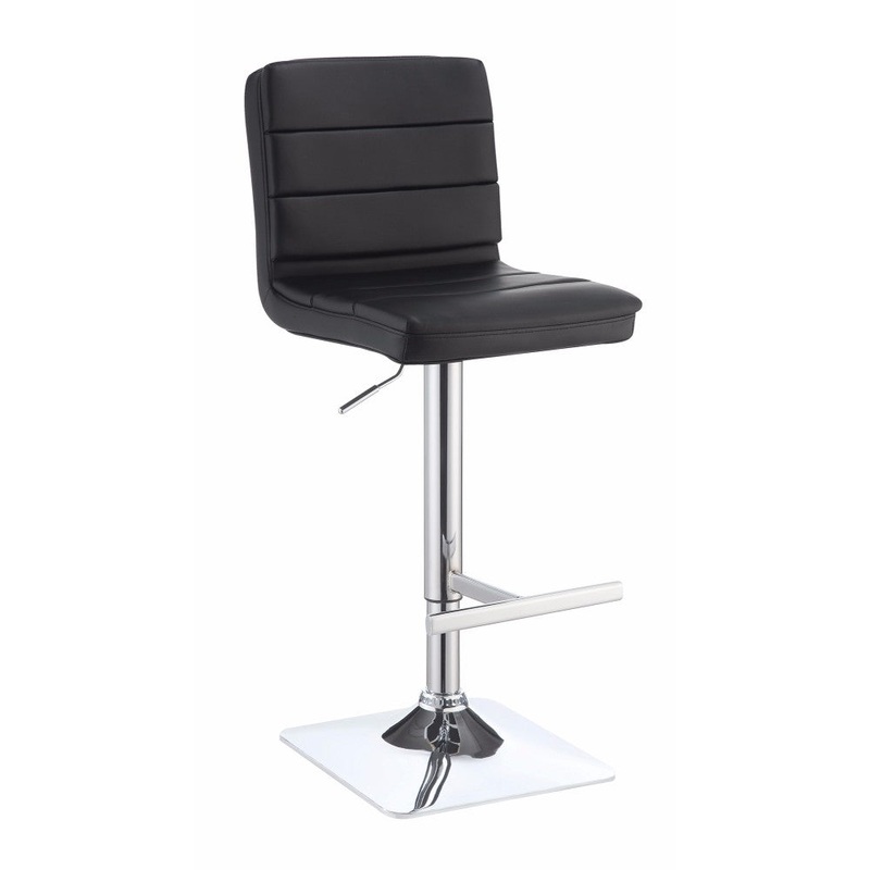 Casual Armless Adjustable Bar Height Stool, Black, Set Of 2  By Benzara