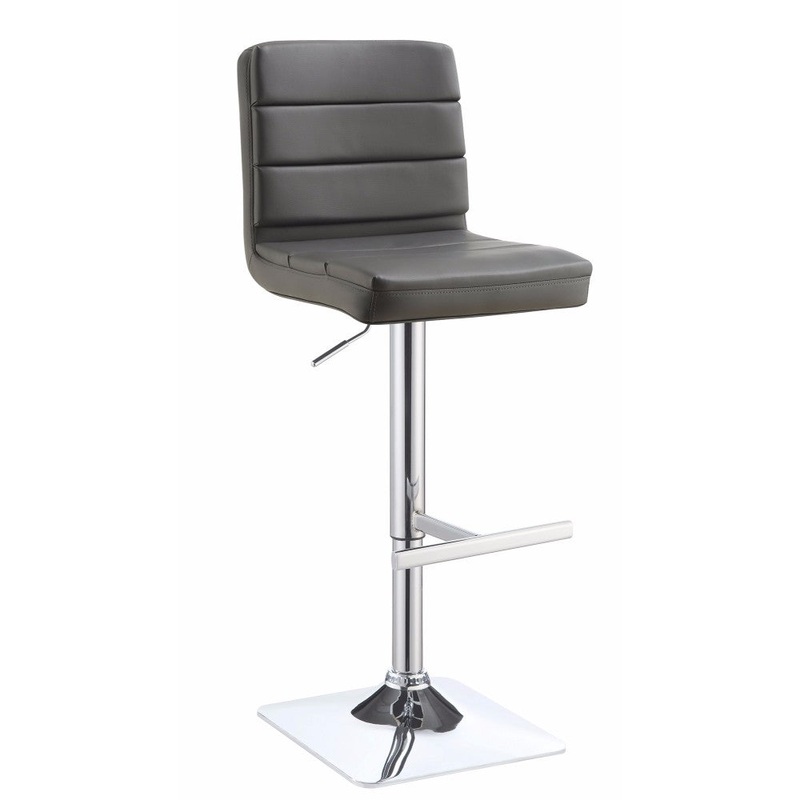 Casual Armless Adjustable Bar Height Stool, Dark Grey, Set Of 2  By Benzara