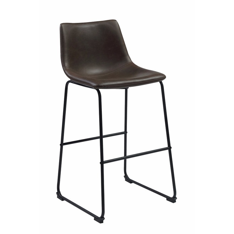 Casual Contoured Bar Height Stool, Brown, Set Of 2  By Benzara