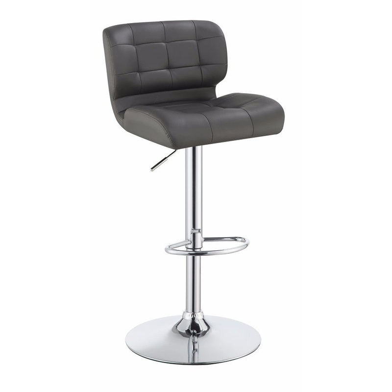 Contemporary Adjustable Swivel Metal Bar Stool, Gray ,Set Of 2  By Benzara