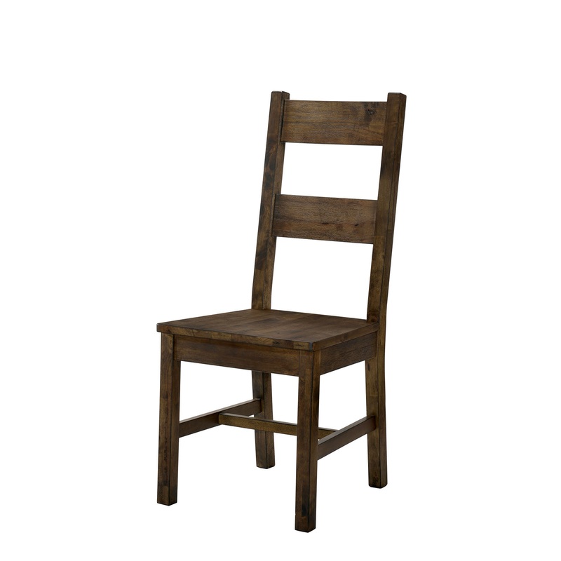 Transitional Style Solid Wood Side Chair With Block Legs, Pack Of Two, Brown By Benzara