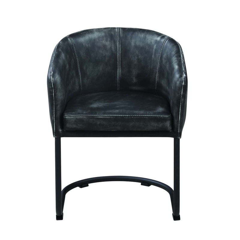 Vertically Stitched Faux Leather Upholstered Dining Chair With Metal Cantilever Base, Black By Benzara