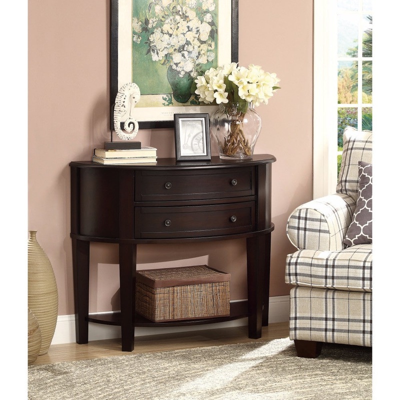 Wooden Console Table With 2 Drawers, Brown  By Benzara