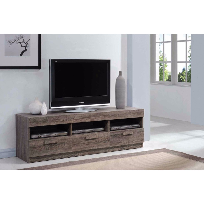 Amiable Tv Stand, Rustic Oak Brown  By Benzara