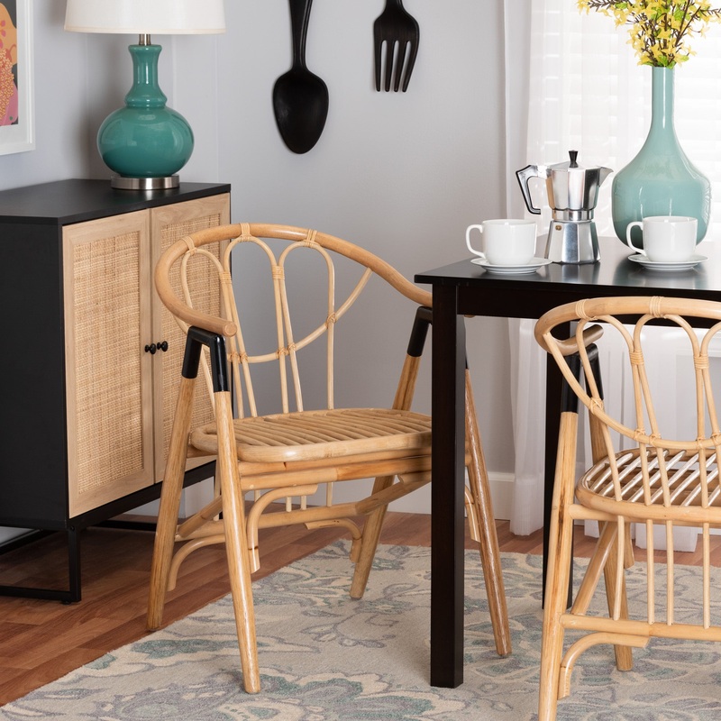Baxton Studio bali & pari Cyntia Modern Bohemian Natural Brown Rattan Dining Chair