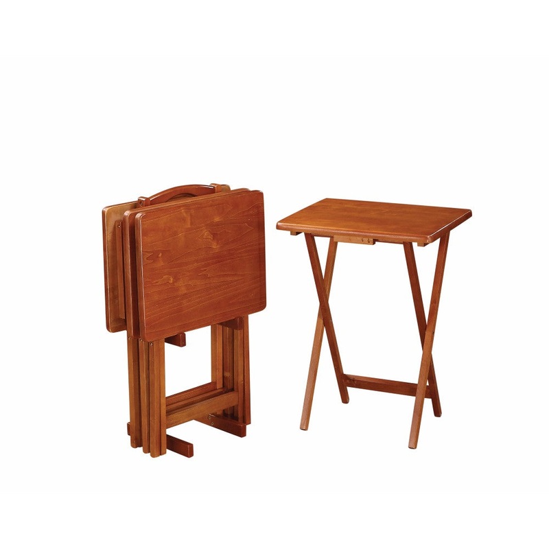 Charming 5 Piece Golden Brown Tray Table Set  By Benzara