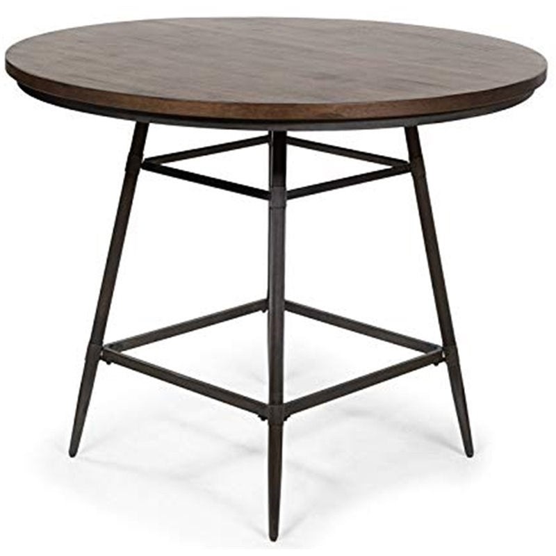Mullane Industrial Counter Height Table, Weathered Gray  By Benzara