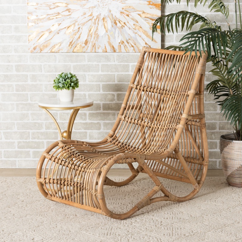 Baxton Studio bali & pari Genera Modern Bohemian Natural Rattan Lounge Chair