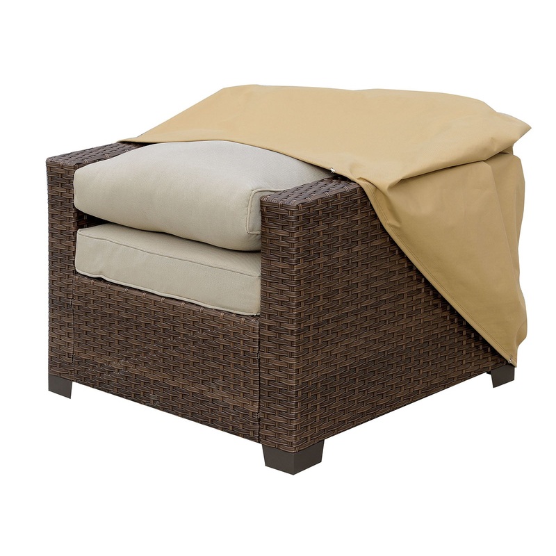 Fabric Dust Cover For Outdoor Chairs, Medium, Light Brown  By Benzara