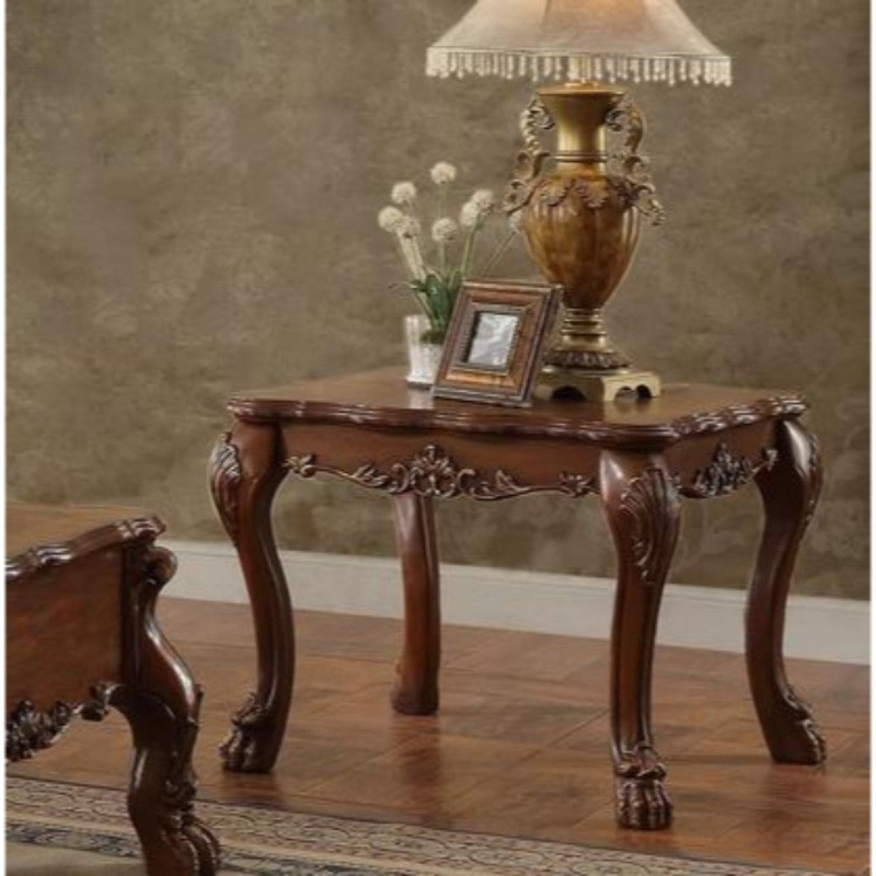 Traditional Wooden End Table With Claw Feet, Cherry Oak Brown By Benzara