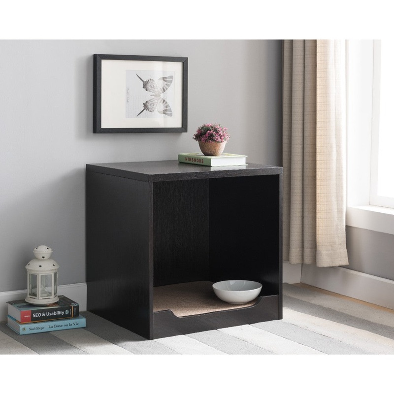 Wooden Pet End Table, Red Cocoa Brown  By Benzara